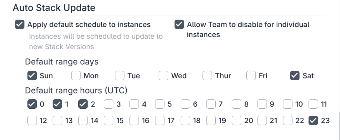 TeamType Scheduled Maintenance Settings